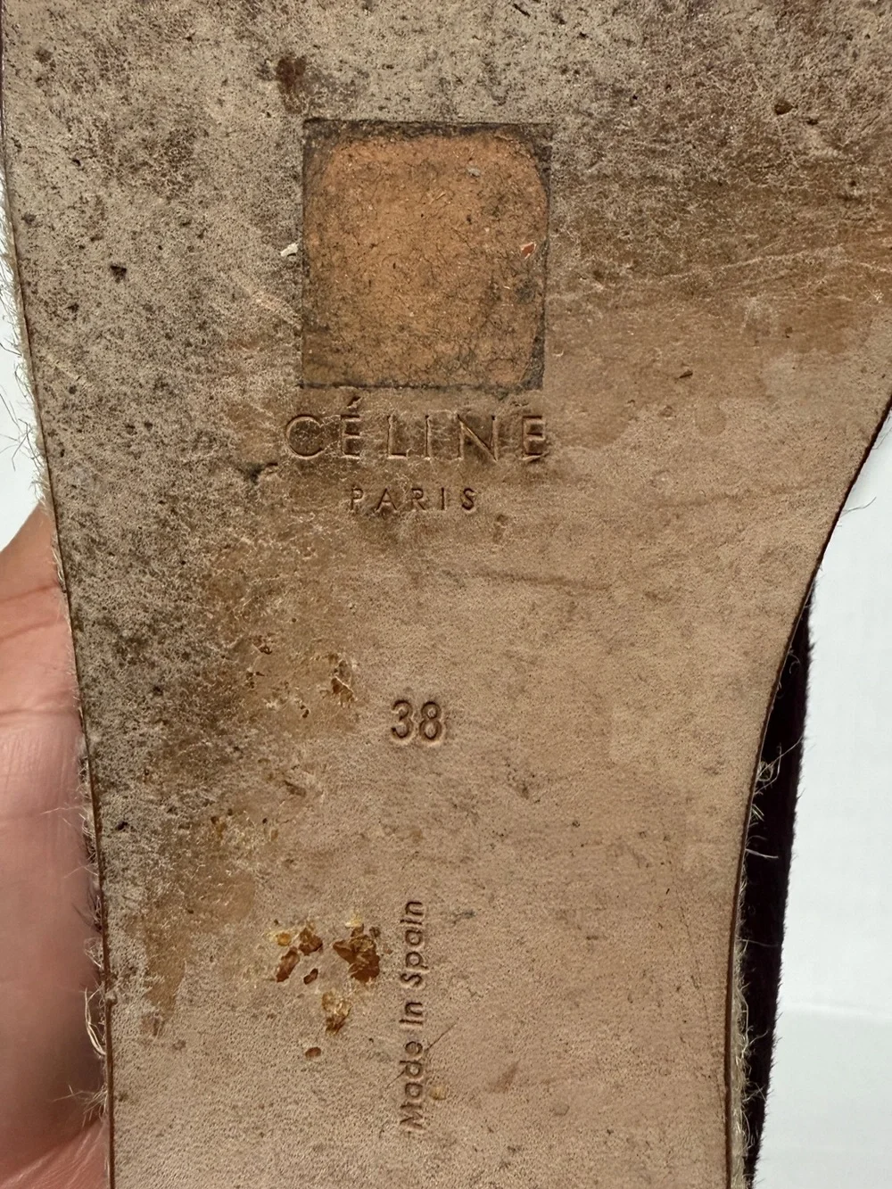 Celine  Burgundy Slip-On calf pony hair Espadrilles with Jute Trim